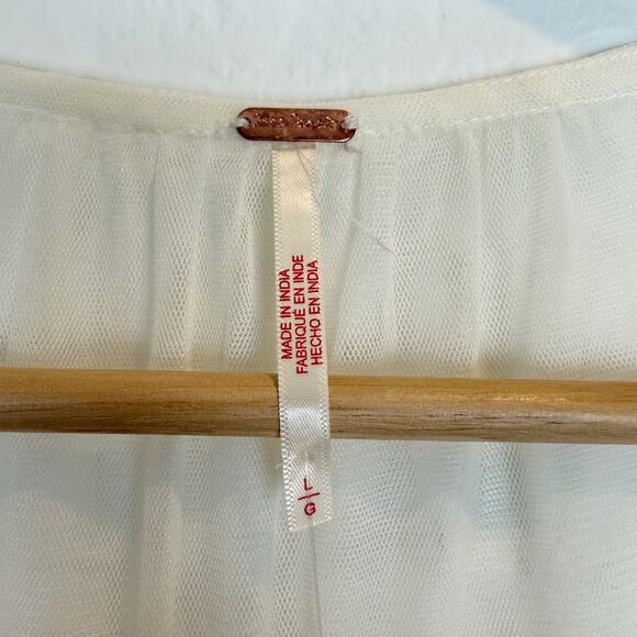 Free People Stevie Embroidered Maxi Dress Tea Flowy Ivory Sheer Floral Lined L - Picture 3 of 15